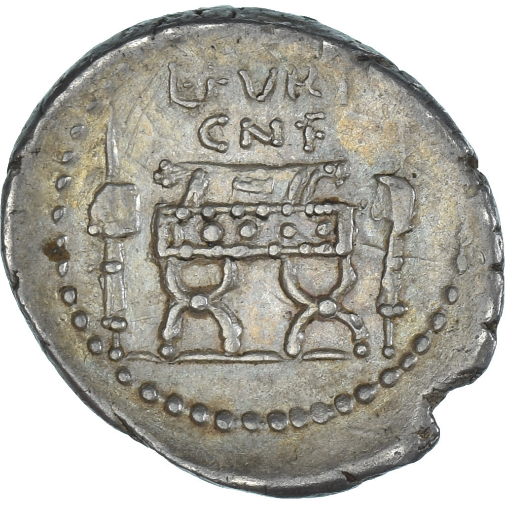 Coniare, 
  
  L. Furius Brocchus, 
  
  Denario