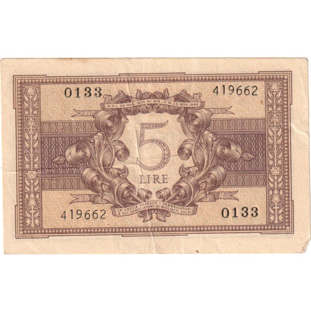 Italia, 
  
  5 lire, 
  
  FE(40-45)