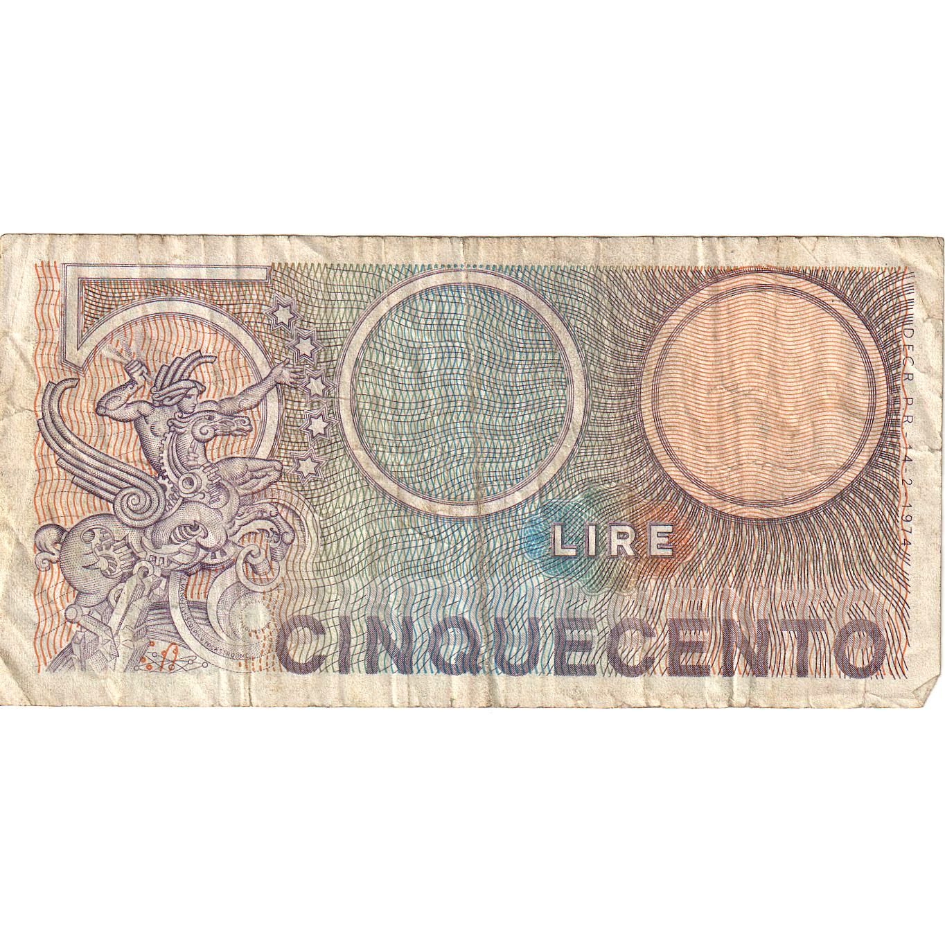 Italia, 
  
  500 lire, 
  
  1974
