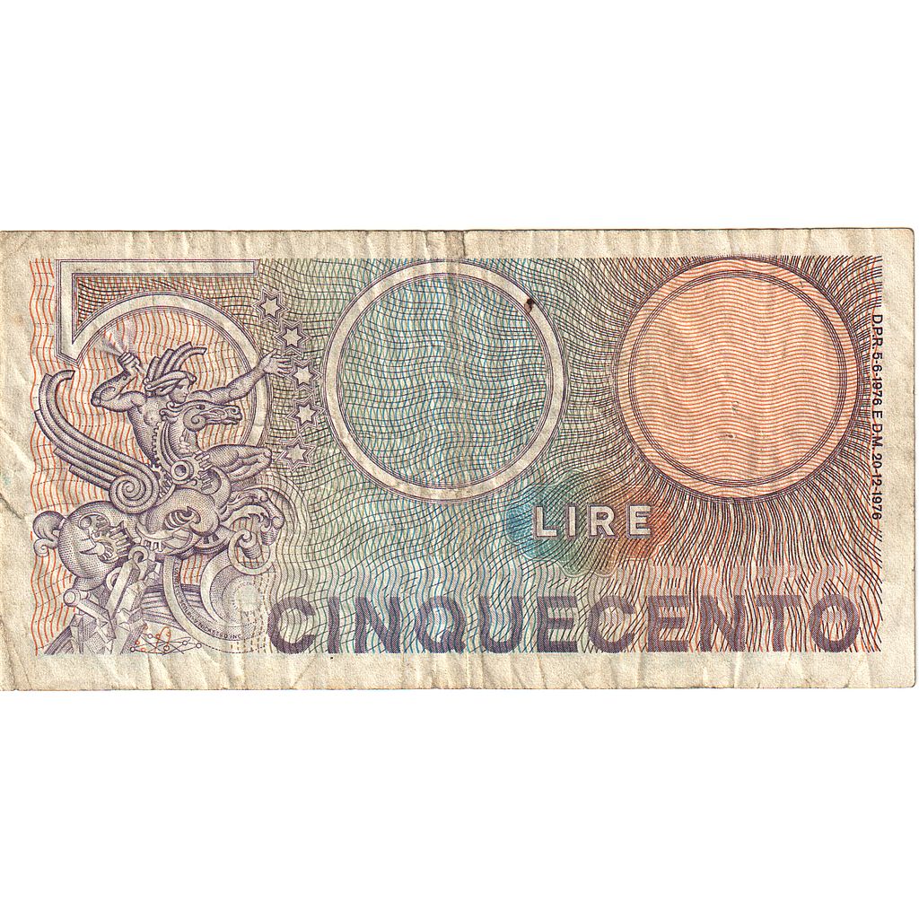 Italia,
500 lire,
20-12-1976