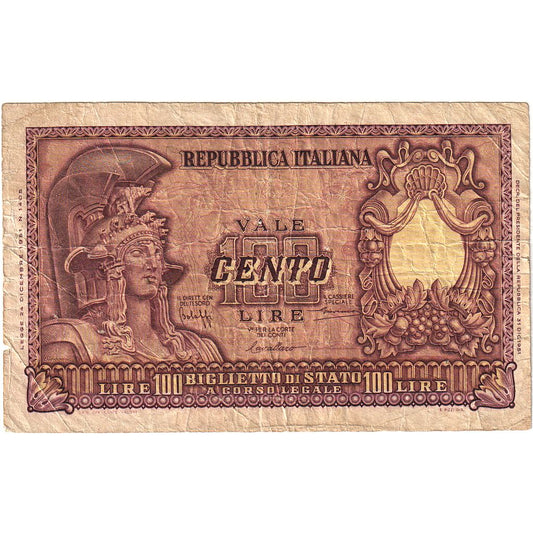 Italia, 
  
  100 lire, 
  
  31-12-1951