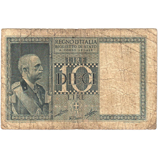 Italia, 
  
  10 lire, 
  
  1939