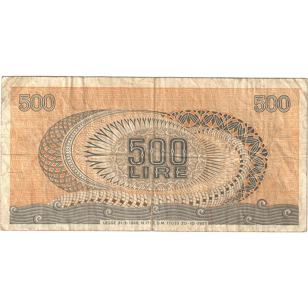 Italia, 
  
  500 lire, 
  
  1967