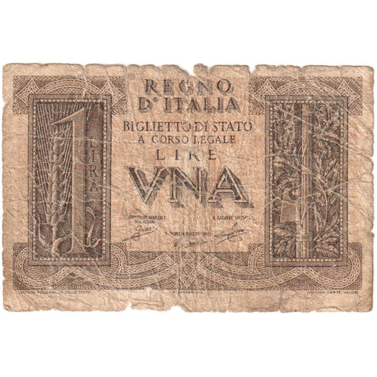 Italia, 
  
  1 lira, 
  
  14-11-1939