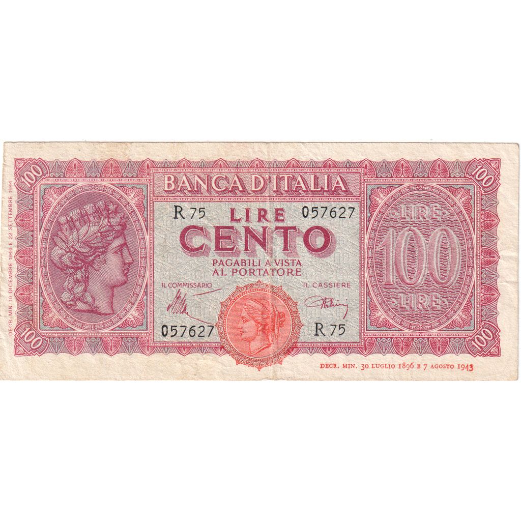 Italia, 
  
  100 lire, 
  
  UA(55-58)