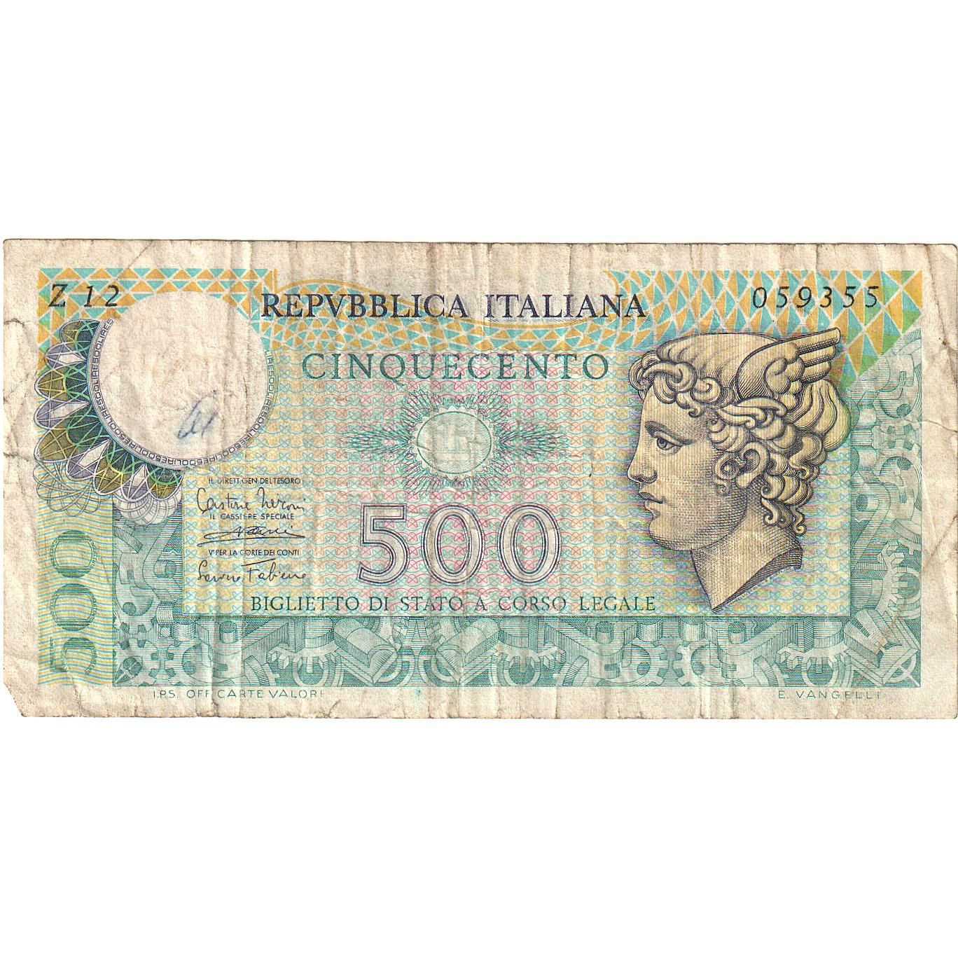 Italia, 
  
  500 lire, 
  
  1974