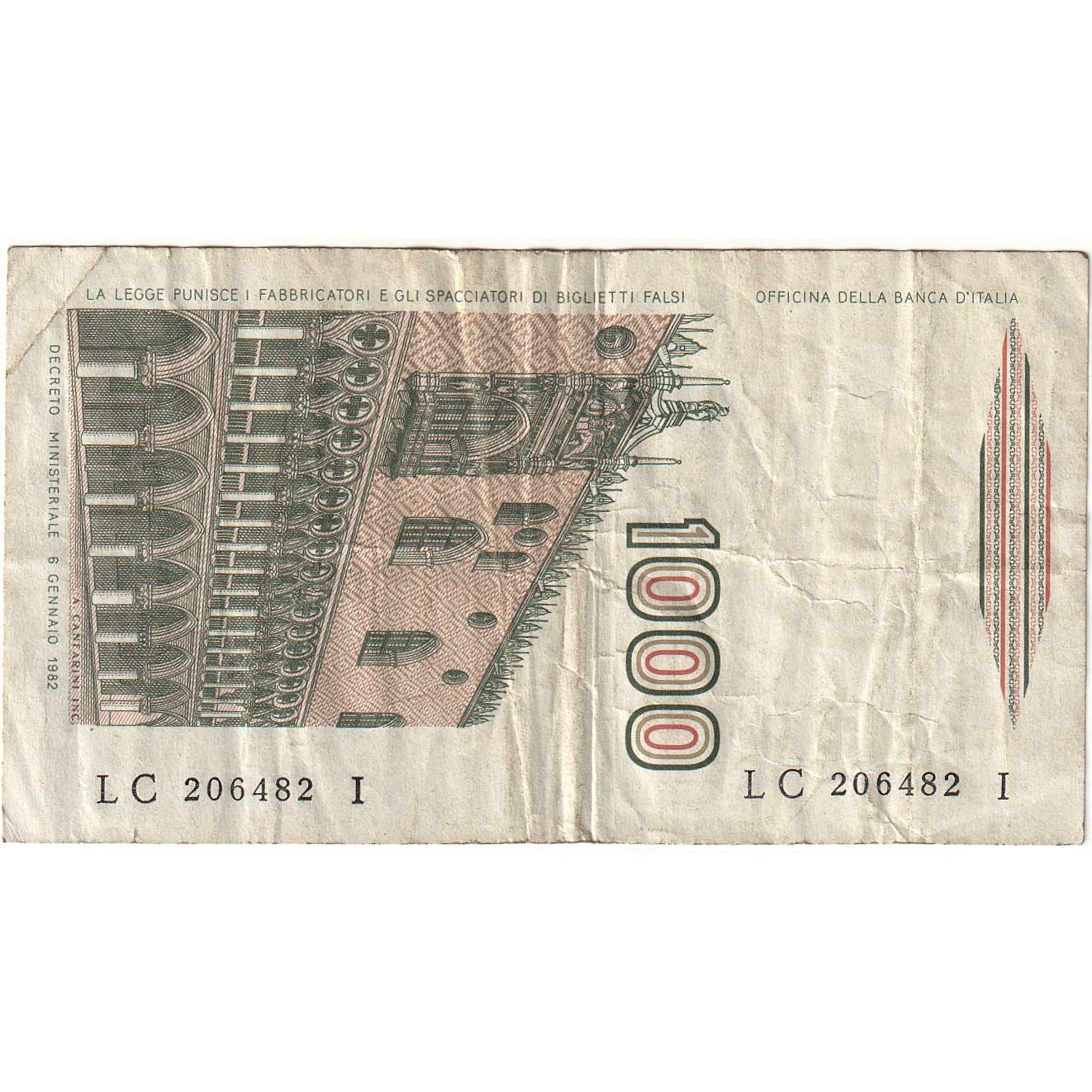Italia, 
  
  1000 lire, 
  
  1982