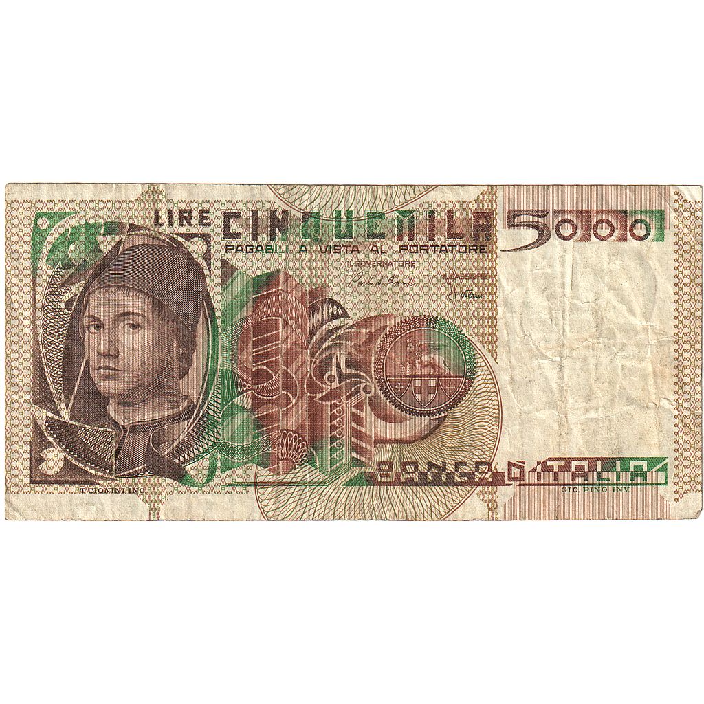 Italia, 
  
  5000 lire, 
  
  1982
