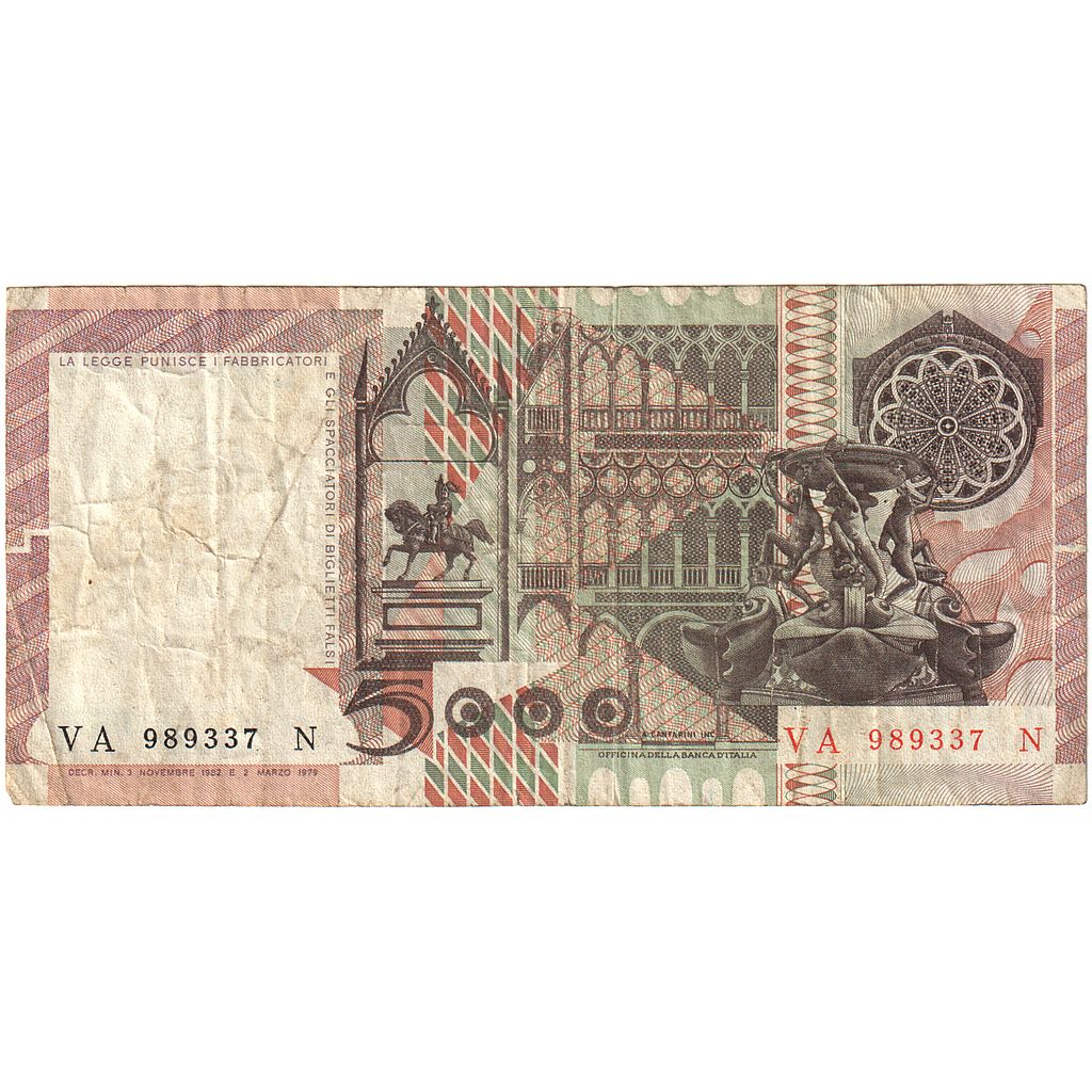 Italia, 
  
  5000 lire, 
  
  1982