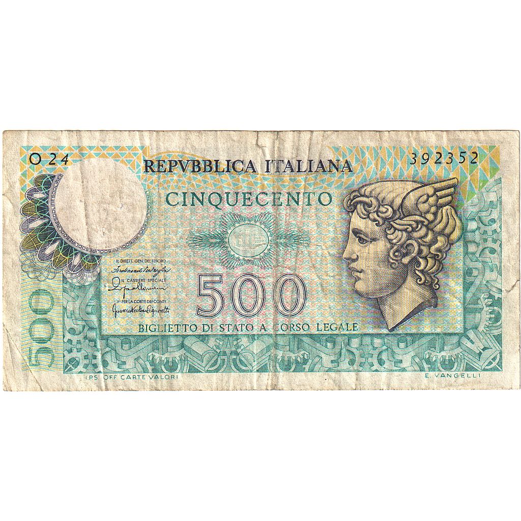 Italia, 
  
  500 lire, 
  
  20-12-1976